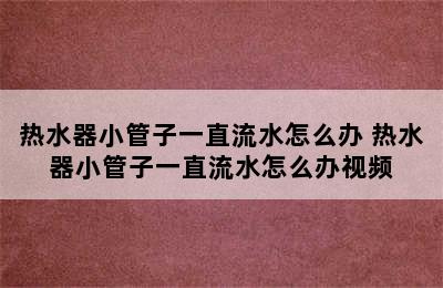 热水器小管子一直流水怎么办 热水器小管子一直流水怎么办视频